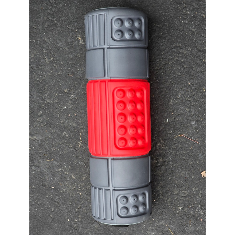Brookstone Heated Massage Foam Roller Deep Tissue Muscle Relief Red Gray